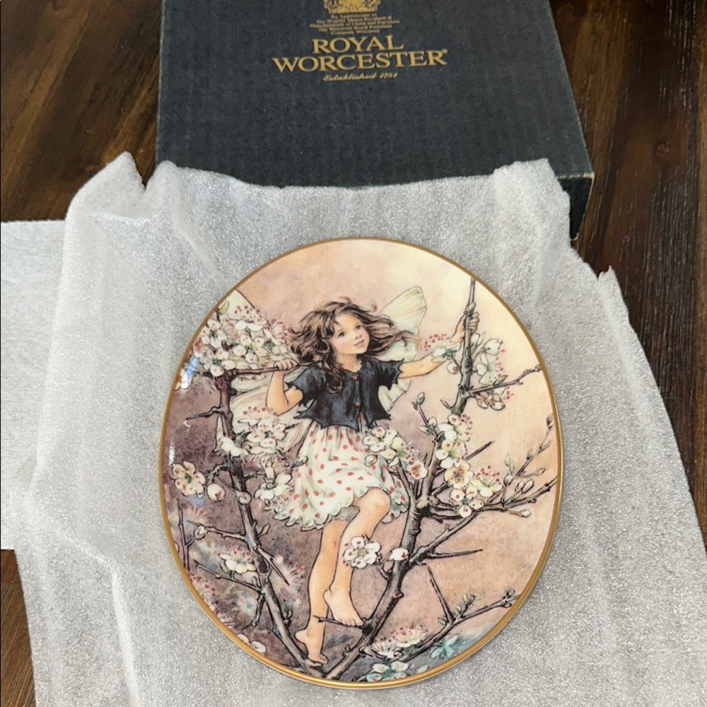 Royal Worcester Pink and Cream Art Plate Wall Decor